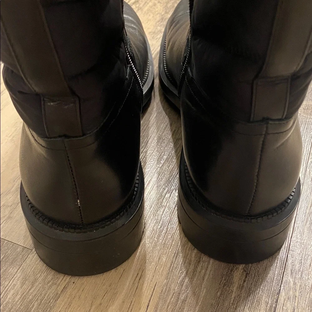 Aquatalia Leather Quilted Lori Boots Waterproof Mid Calf Zip Black Size 10